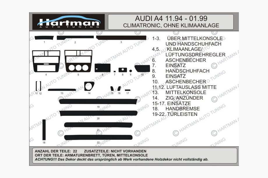 Audi A4 B5 1994–2001 Tuning de interior (Hartman) Image