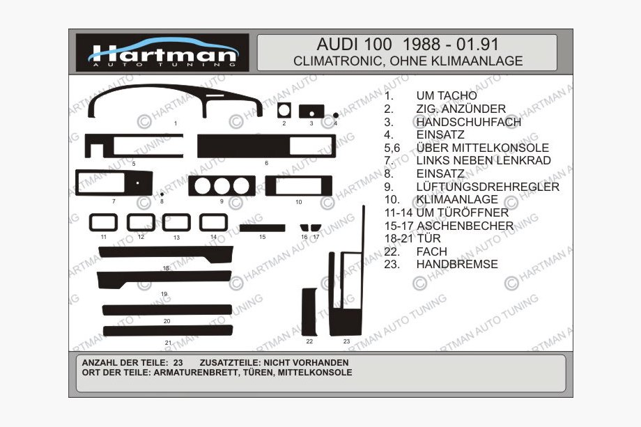 Audi 100 C3 1988-1991 Cubiertas de tablero (Hartman) Image