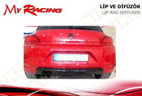 Volkswagen Scirocco 2008-2017 Extensión de difusor trasero (ABS, Negro) foto 1