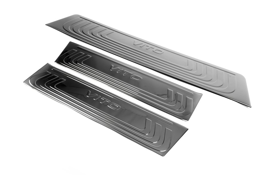 Mercedes Vito/V-class W447 2014- Cubiertas de umbral interior Negro Cromo (acero inoxidable) Image