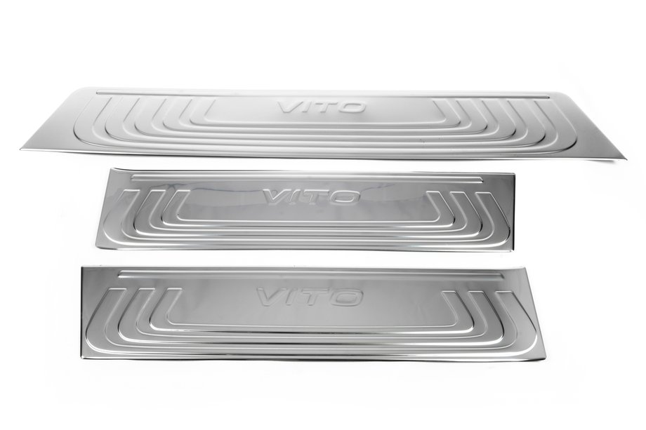 Mercedes Vito/V-class W447 2014- Placas de umbral interiores OmsaLine (3 uds, acero inoxidable) Image
