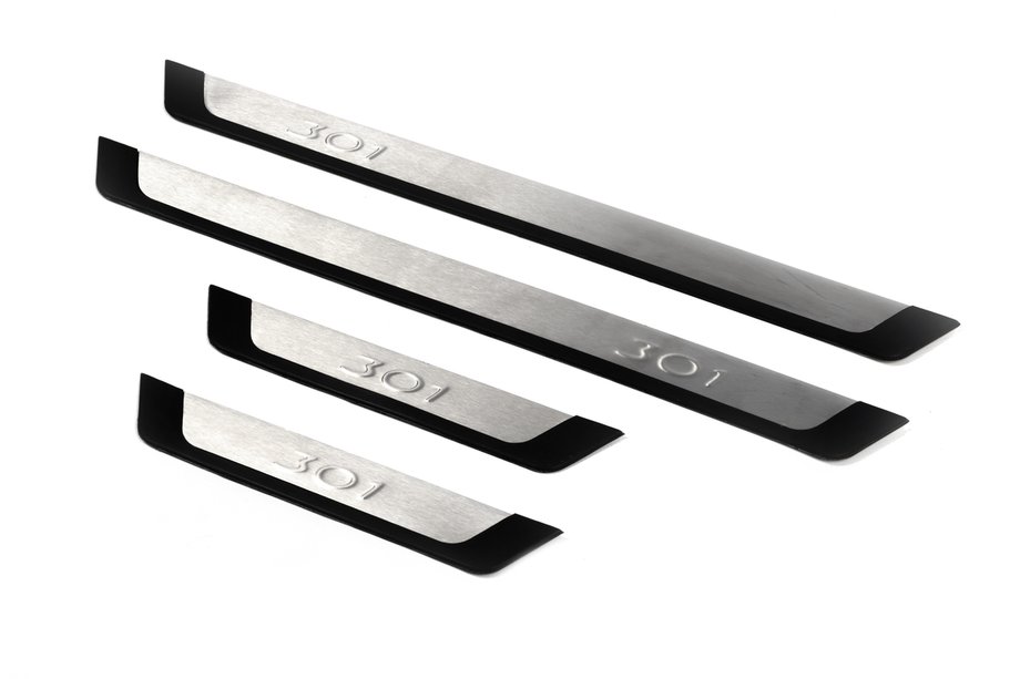 Peugeot 301 2012- Protector de umbral Flexill (4 uds, acero inoxidable) Image