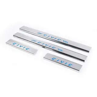 Placas de umbral azules (Carmos, 4 uds, acero inoxidable) Honda Civic 1995-2001 foto 1