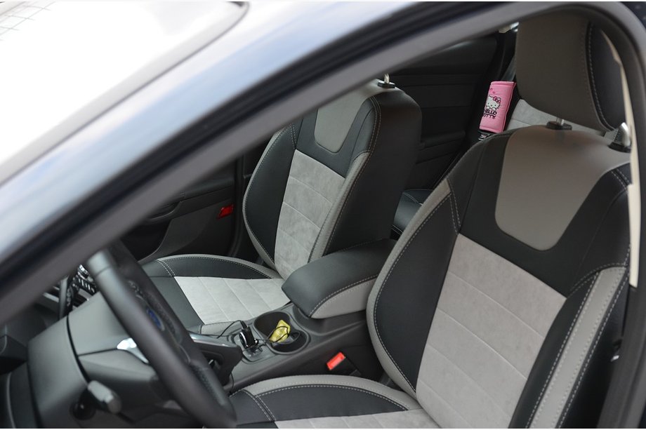 Ford Focus III 2011-2017 Fundas de asiento a medida de cuero ecológico Brothers Leather Style Foto 3