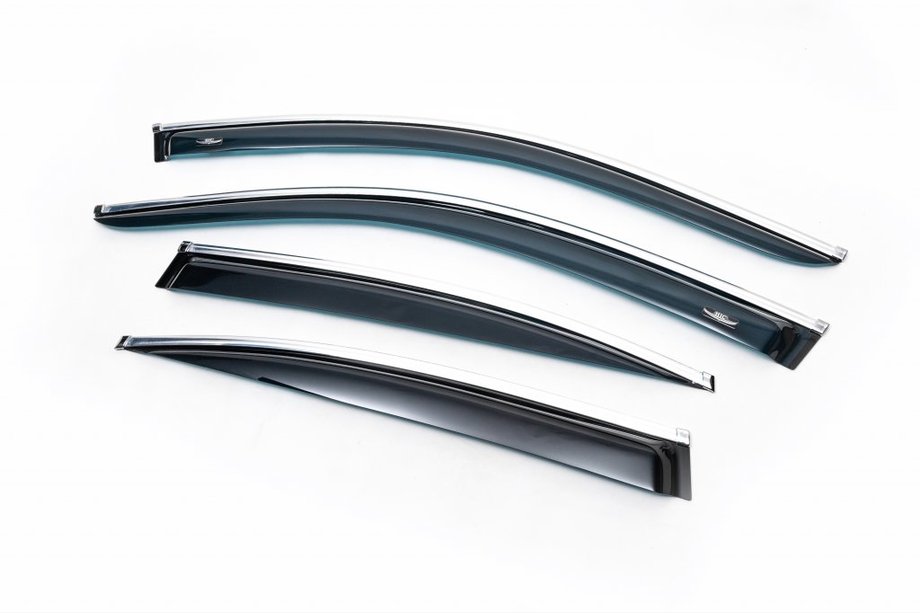 BMW 5 Series E60/E61 2003-2010 Deflectores de Ventana con Moldura Cromada SD (4 uds, HIC) Foto 1