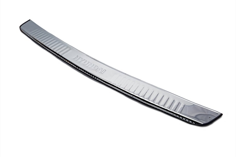 Hyundai H300, H1, Starex 2008-2020 Protector de parachoques trasero con borde Carmos (acero inoxidable) Image