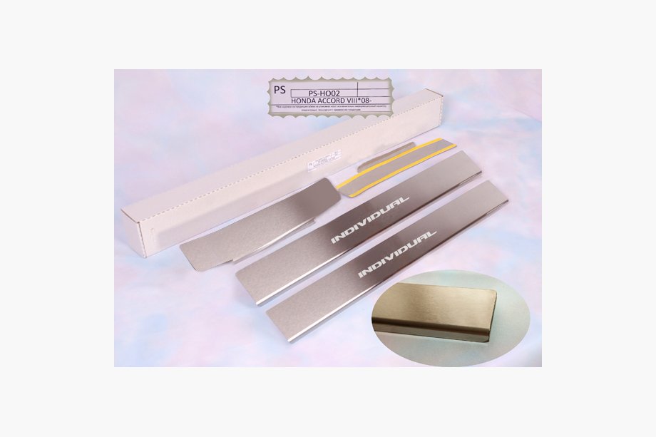 Honda Accord VIII 2008-2012 Protector de umbral Natanika Standard (4 uds, acero inoxidable) Foto 1