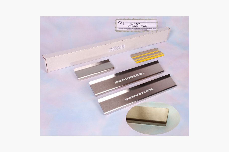 Hyundai I-10 2008-2013 Protector de umbral Natanika Standard (4 uds, acero inoxidable) Image