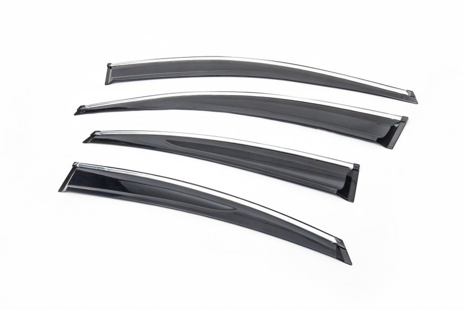 Hyundai Accent 2011-2017 Deflectores de ventana con cromo SD (4 uds., Sunplex Chrome) Image