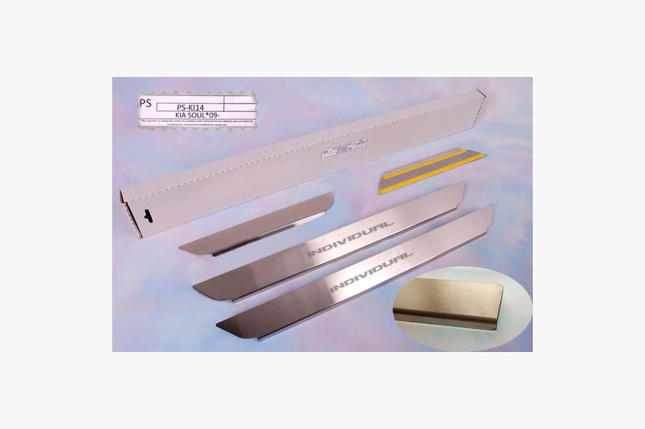 Kia Soul I 2008-2013 Protector de umbral Natanika Standard (4 uds, acero inoxidable) Image