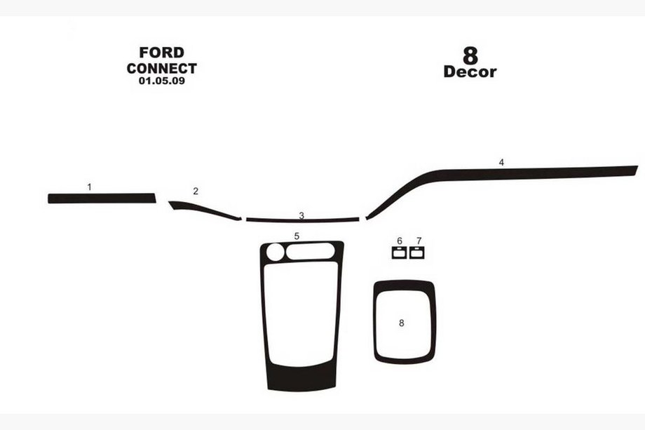 Ford Connect 2010-2013 Cubiertas de tablero (Juego pequeño) Madera Foto 3