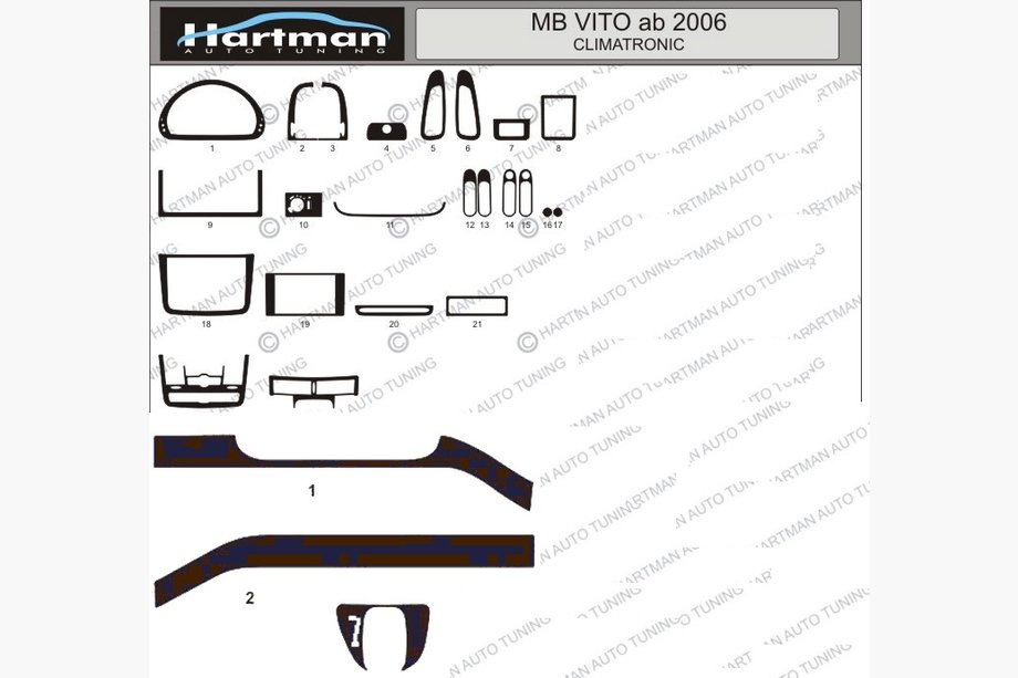 Mercedes Viano 2004-2014 Cubiertas de tablero (modelo con climatizador electrónico) Image