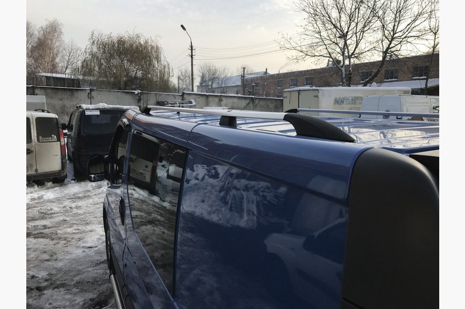 Renault Trafic 2001–2015 Barras de Techo Cromadas Largo, Pies de Hierro Fundido Foto 3