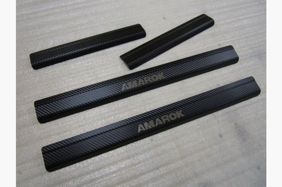 Volkswagen Amarok 2010-2022 Cubiertas de Umbral Nataniko (4 uds., Acero Inoxidable) Carbono - Cinta 3M, 0.8 mm Foto 2