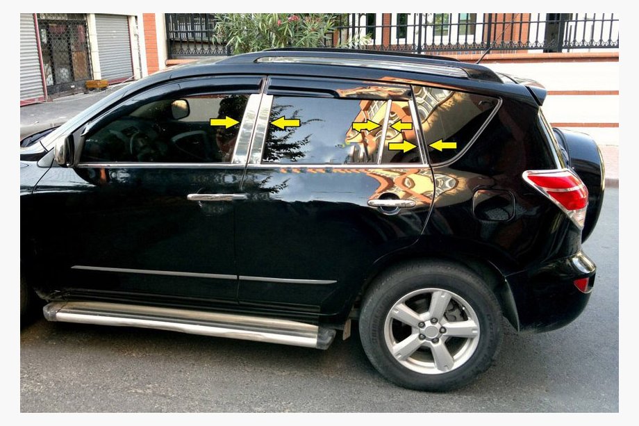 Toyota Rav 4 2006-2013 Molduras de Acero Inoxidable para Pilares de Puerta Image