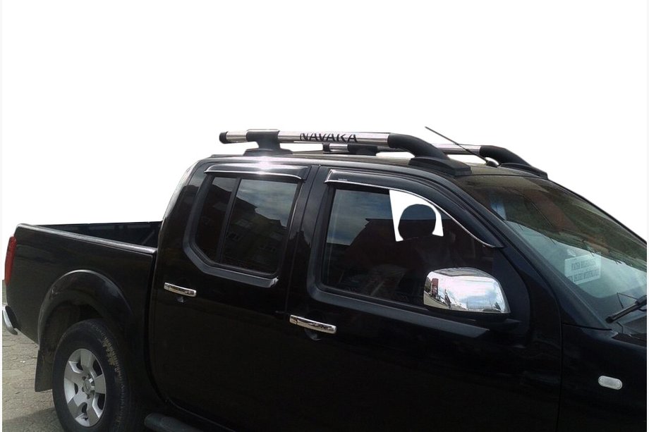 Nissan Navara 2006-2015 Barras de techo con travesaños (2 uds, Cromo) Foto 2