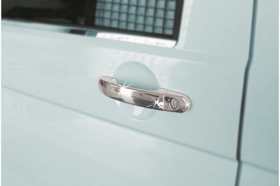 Volkswagen T5 Caravelle 2004-2010 Cubiertas de Manijas de Puerta de Acero Inoxidable 3 piezas. Carmos - acero turco Image