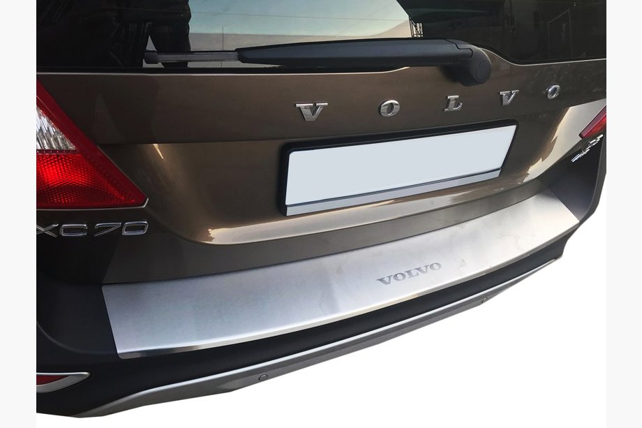 Volvo XC70 2007-2013 Protector de parachoques trasero con borde Nataniko (acero inoxidable) Image