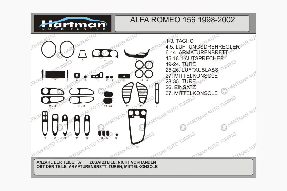 Alfa Romeo 156 1997-2007 Cubiertas de tablero (Hartman) Image