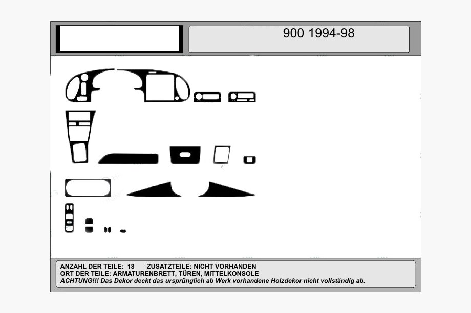 Saab 900 1994-1998 ¡Oferta! Molduras de salpicadero (madera) Image