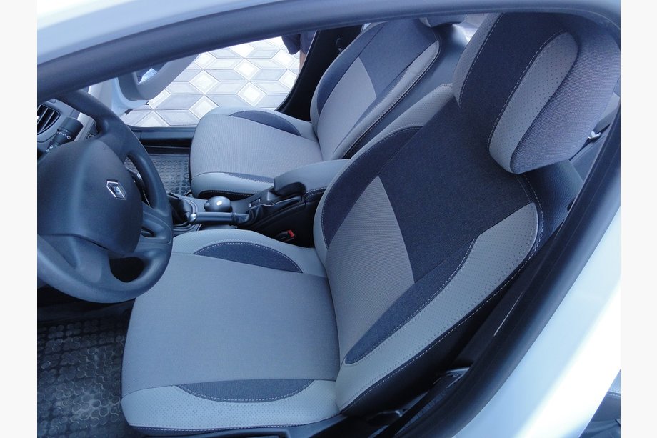 Renault Fluence 2009-2016 Fundas de Asientos de Coche (2009-2012, Polipiel↗Tela, Premium) Banqueta Trasera Entera Image