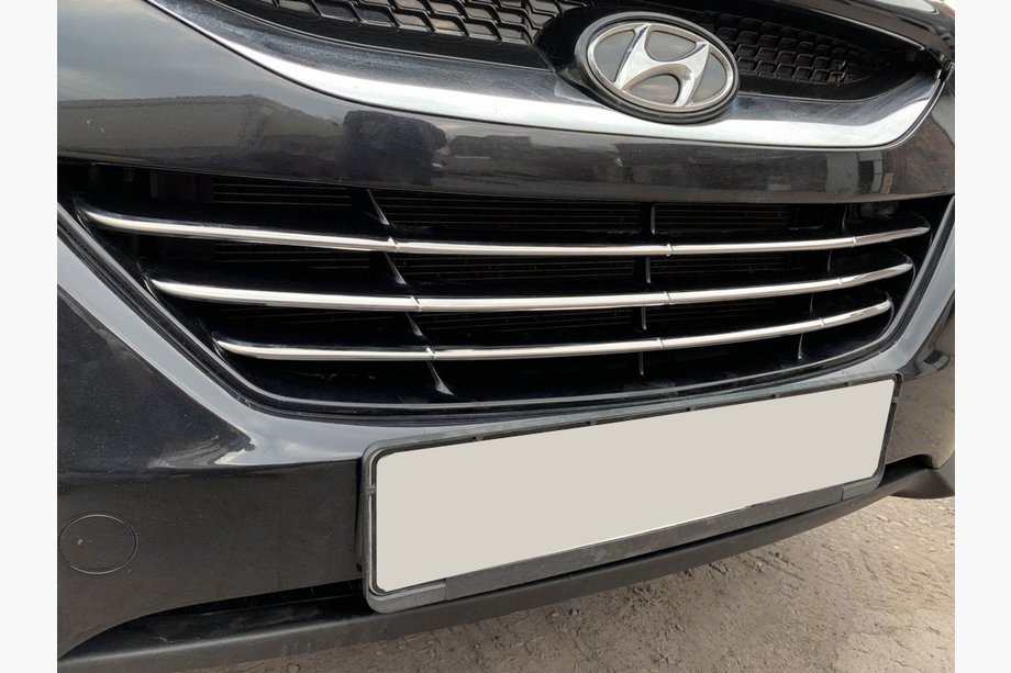 Hyundai IX-35 2010-2015 Tiras para parrilla delantera (3 uds, acero inoxidable) Image
