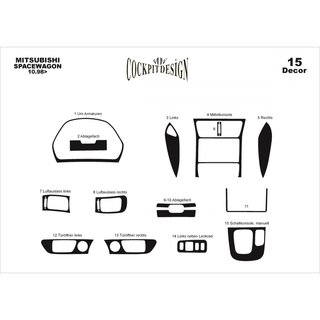 Cubiertas de Panel de Salpicadero Mitsubishi Space Wagon 1998-2004 foto 2