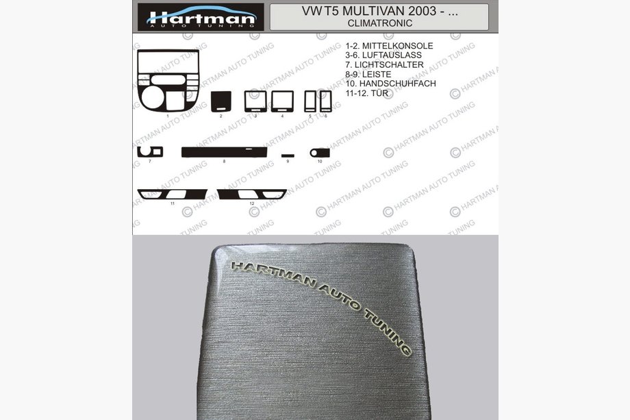 Volkswagen T5 Multivan 2003–2010 OFERTA! Molduras de salpicadero efecto aluminio Image