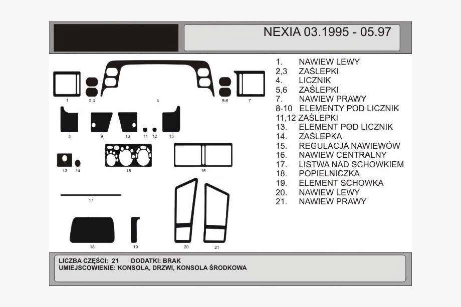 Daewoo Nexia 1995-2016 OFERTA! Molduras de salpicadero efecto madera (1995-1997) Image