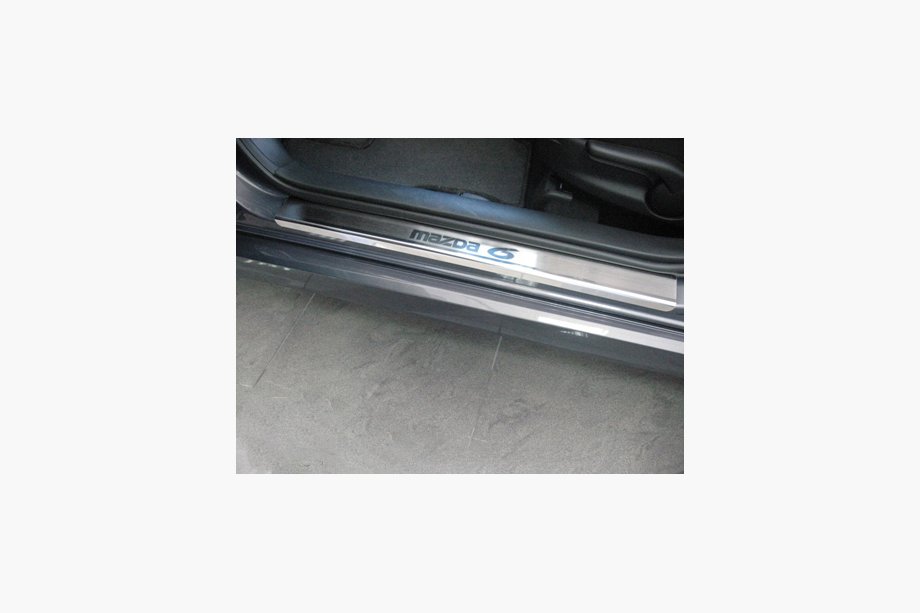 Mazda 6 2008-2012 Cubiertas de Umbral Nataniko (4 uds., Acero Inoxidable) Premium - Cinta 3M, 0.8 mm Image