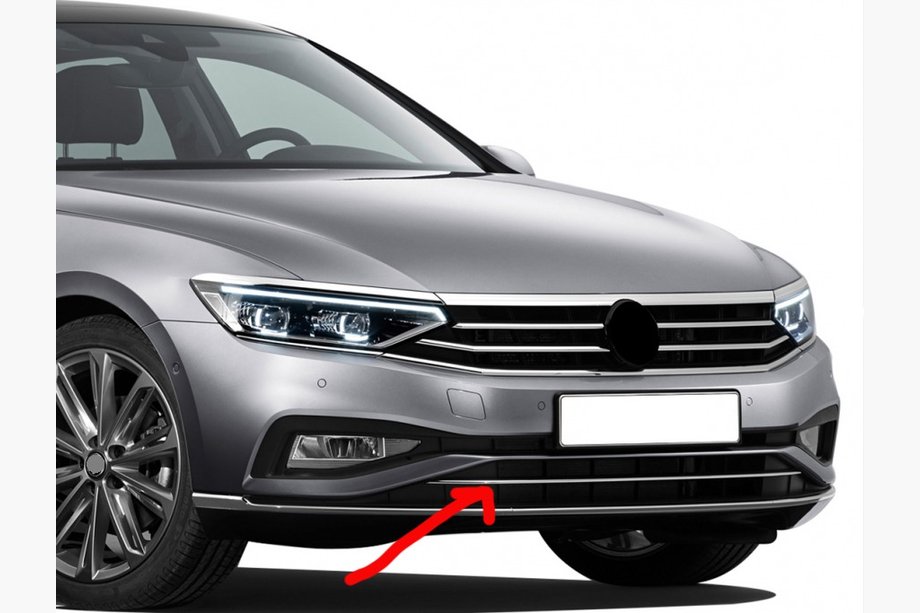 Volkswagen Passat B8 2015-2023 Tira superior para parachoques (2019+, 1 ud, acero inoxidable) Foto 1