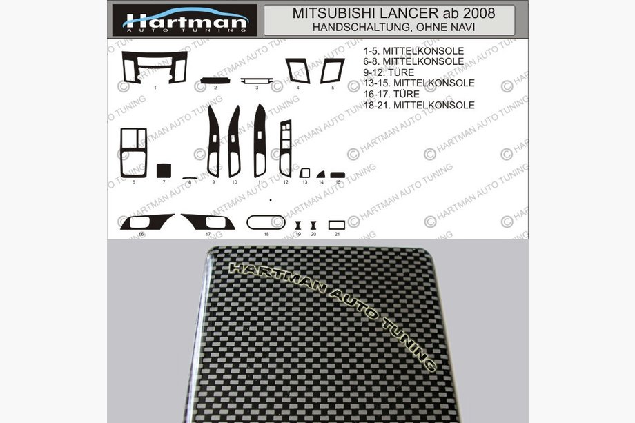 Mitsubishi Lancer X 2008- ¡OFERTA! Molduras de salpicadero efecto carbono Image