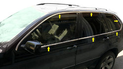 BMW X5 E53 1999–2006 Juego completo de molduras de ventanas acero inoxidable (12 piezas) foto 1