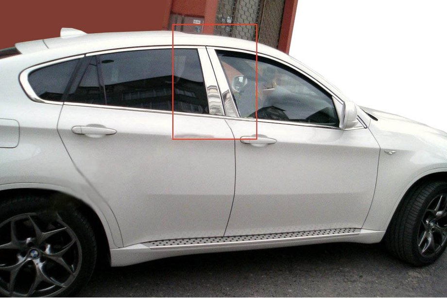 BMW X6 E71 2008–2014 Molduras de Acero Inoxidable para Pilares de Puerta Image