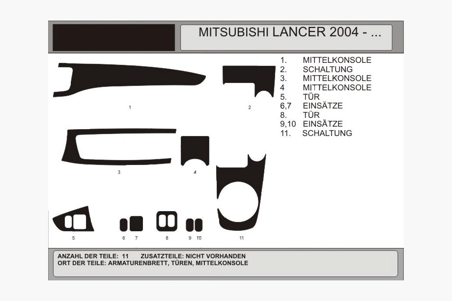 Mitsubishi Lancer 9 2004-2008 Cubiertas de tablero (Hartman) Aluminio Image