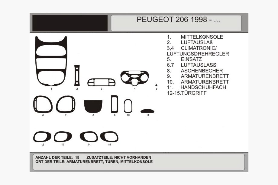 Peugeot 206 1998-2024 Cubiertas de tablero (Hartman, 1998-2001) Aluminio Image