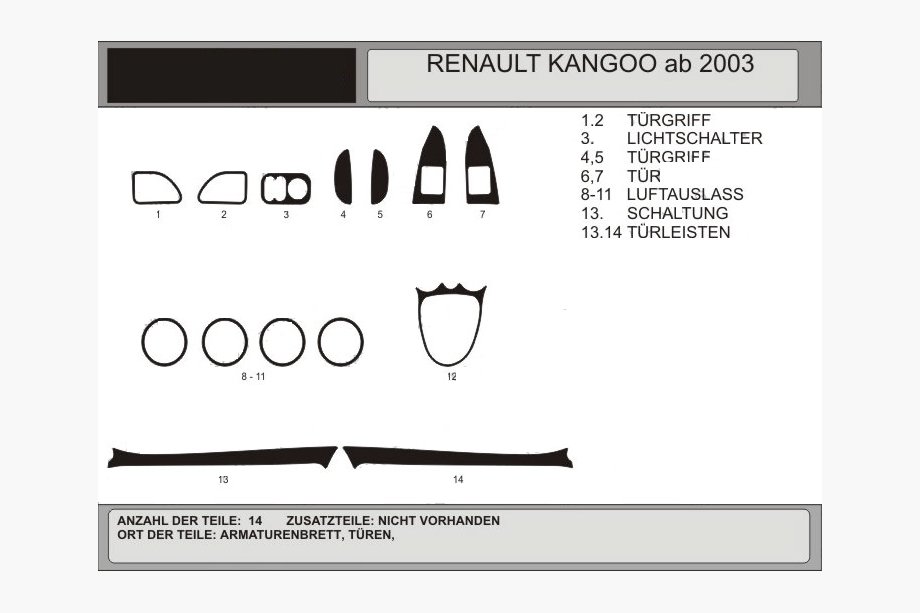 Renault Kangoo 1998-2008 Cubiertas de tablero (Hartman) Azul Image