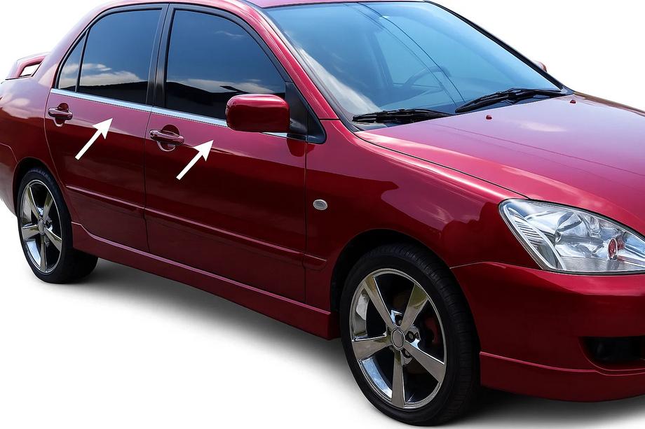 Mitsubishi Lancer 9 2004-2008 Molduras Exteriores de Ventanas Acero Inoxidable (4 uds) Image