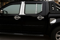 Nissan Navara 2006-2015 Cubiertas de pilares cromadas (6 uds, acero inoxidable) foto 1