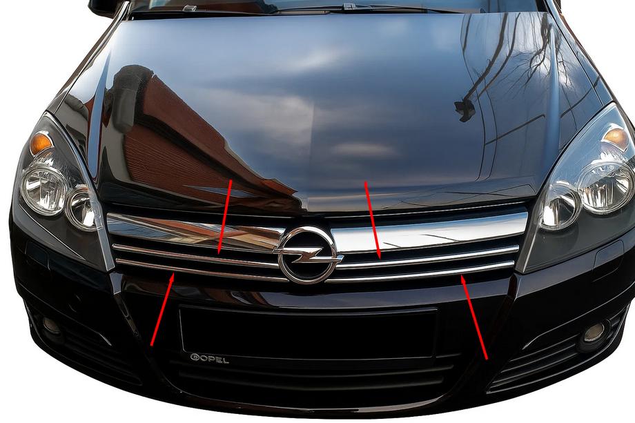 Opel Astra H 2004-2013 Cubiertas de Parrilla Cromadas (4 uds, Acero Inoxidable) Image