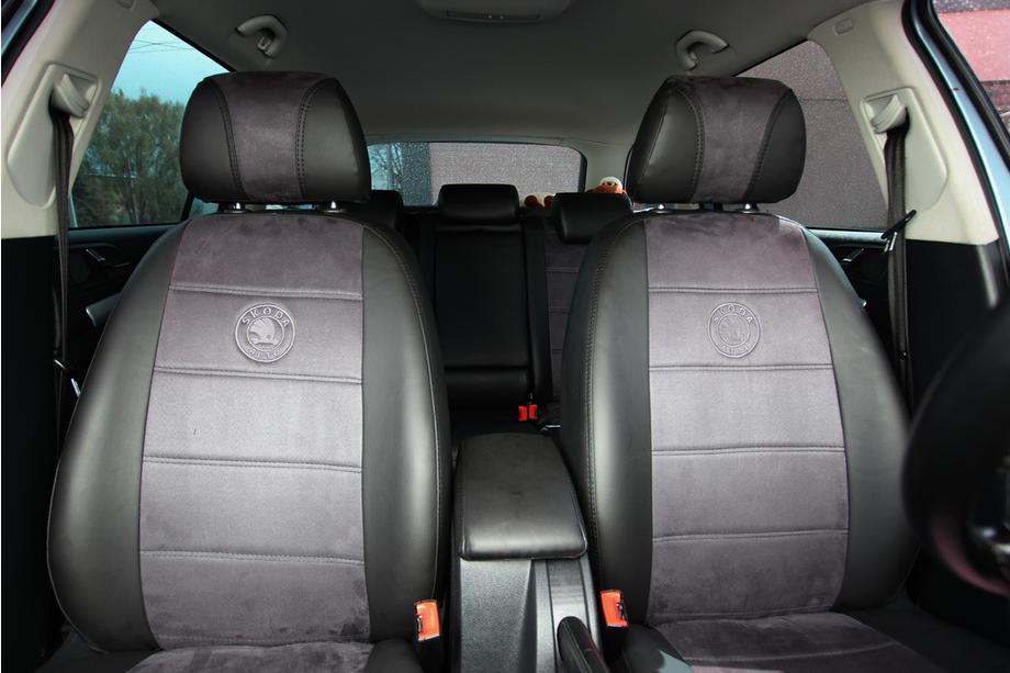 Skoda Octavia II A5 2006-2010 Fundas de asiento coche piel sintética+tejido+alcantara Antara A001 (interior completo) Foto 6