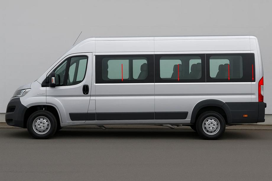 Fiat Ducato 2006-2025 Juego de molduras inferiores de ventana acero inoxidable Image