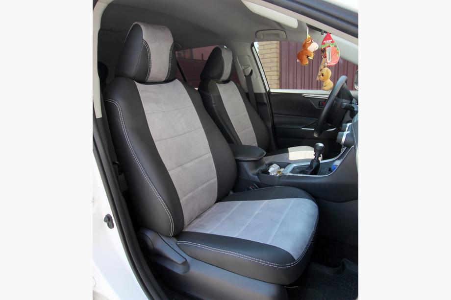 Toyota Rav 4 2019–2025 Fundas de Asientos Coche Piel Sintetica+Tela+Alcantara Antara A0010 (Juego Completo) Foto 1