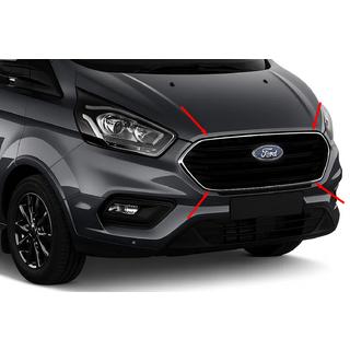 Moldura cromada para parrilla delantera 2018+ (4 uds, acero inoxidable) Ford Custom 2013-2022 foto 1