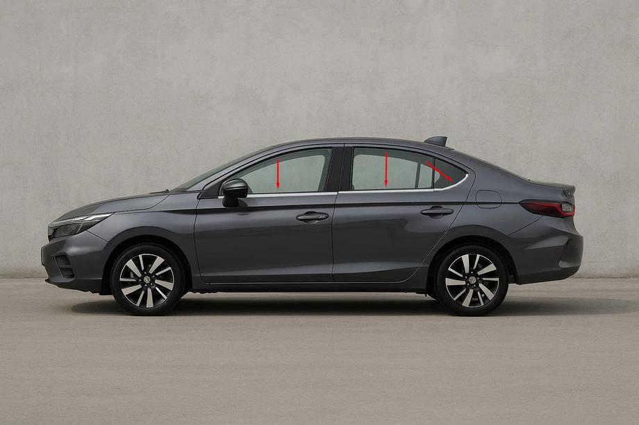 Honda City 2021- Molduras de Ventanas SD (6 pcs, Acero Inoxidable) Image
