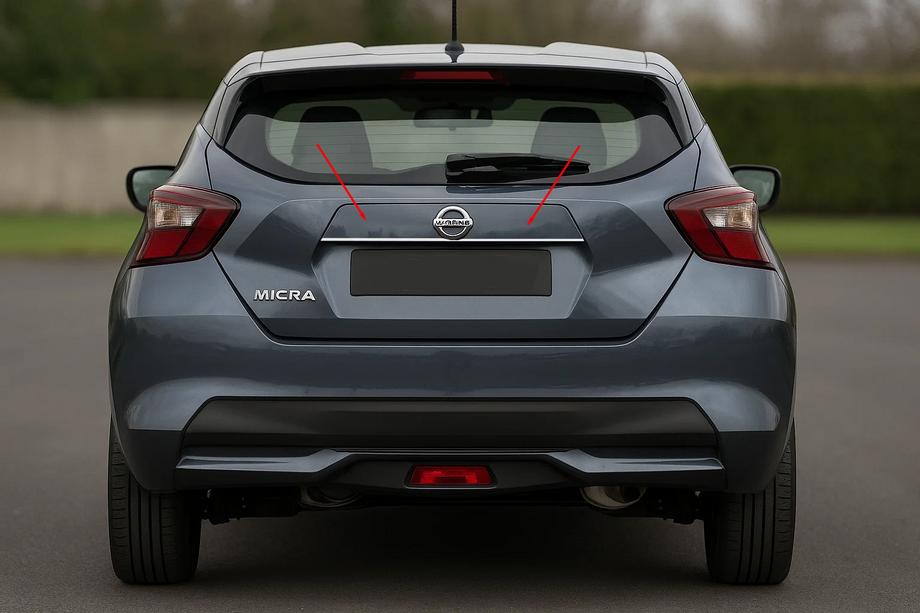 Nissan Micra K14 2016- Moldura cromada sobre la matrícula OmsaLine (acero inoxidable) Image