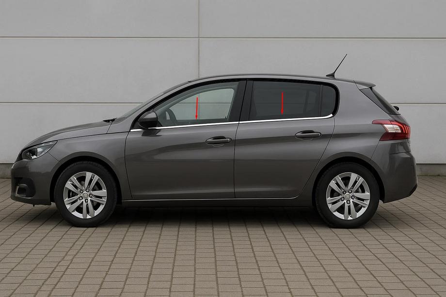 Peugeot 308 2014-2021 Molduras inferiores de ventana OmsaLine (4 uds, acero inoxidable) Foto 1