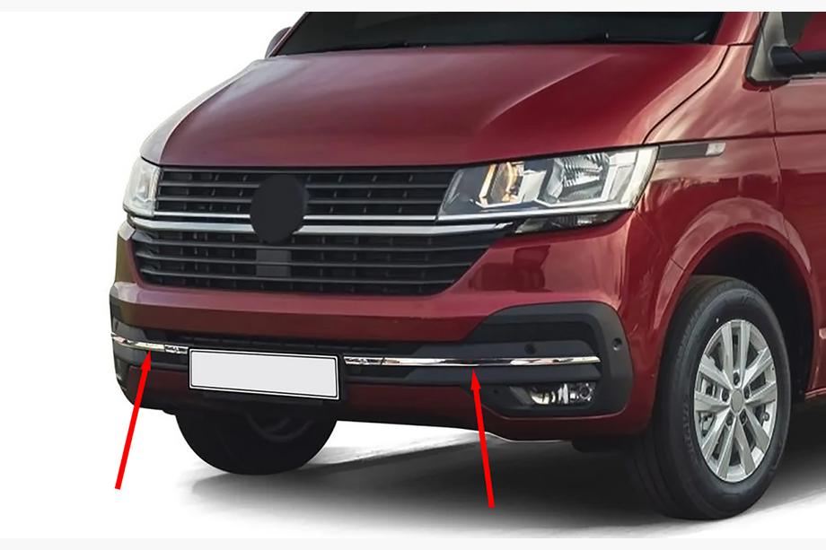 Volkswagen T6 2015-2024 Moldura para parrilla del paragolpes 2019+ (4 uds., acero inoxidable) Foto 1