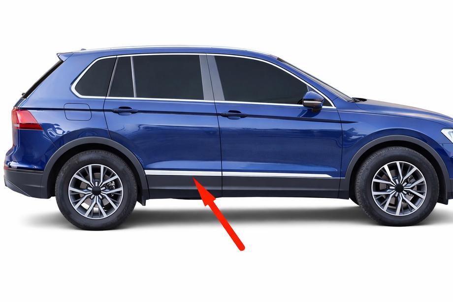 Volkswagen Tiguan 2016-2023 Molduras de puertas OmsaLine para AllSpace (4 uds, acero inoxidable) Image