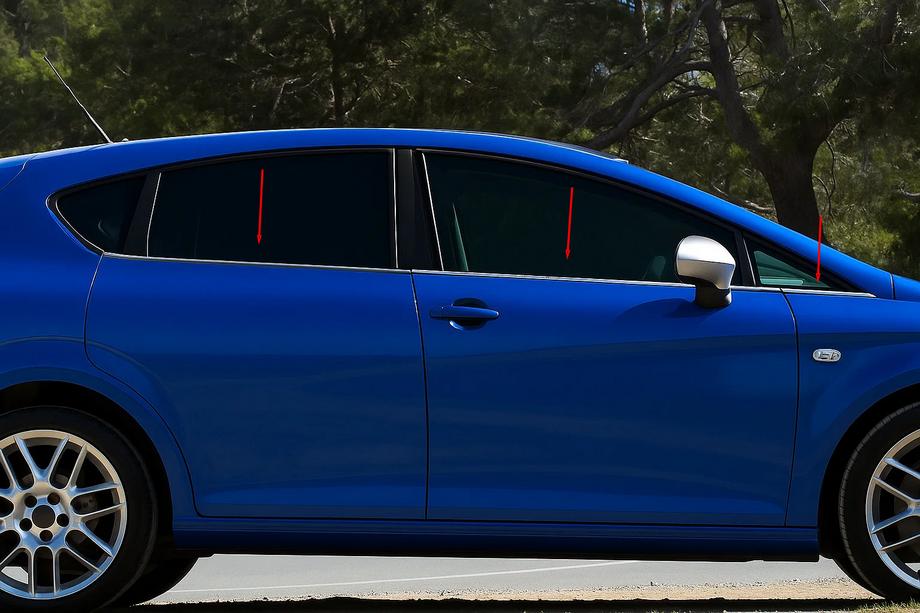 Seat Leon 2005-2012 Molduras de Ventanas Acero Inoxidable Carmos (6 uds) Image